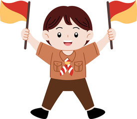 cute cartoon pramuka character indonesian scout