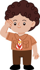 cute cartoon pramuka character indonesian scout