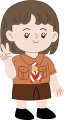 cute cartoon pramuka character indonesian scout