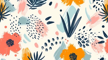 Creative combination of colorful abstract patterns and cartoon elements