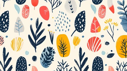 Creative combination of colorful abstract patterns and cartoon elements