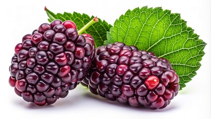 Blackberries isolated on a transparent or white background, png
