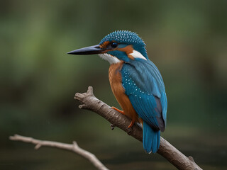 Obraz premium The blue kingfisher Alcedo atthis, AI generated