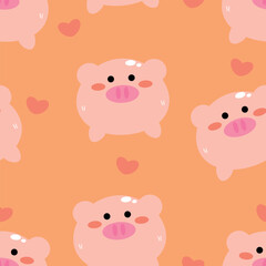 Seamless pattern with cute cartoon pink pigs, for fabric prints, textiles, gift wrapping paper. children's colorful vector, flat style