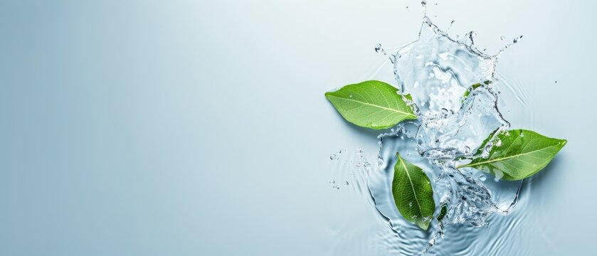 Flowchart made of water and leaves, depicting sustainable business processes, eco-friendly operations