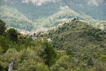 Naklejka premium Panorama of Fornalutx village, Mallorca, Spain 