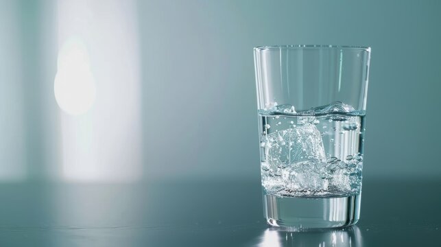Clear and fresh water in a glass, pure hydration