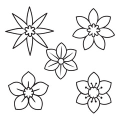 Unique Floral Elements Line Art: Hand-Drawn Flower Vector Illustrations.