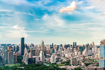 Bangkok skyline with skyscrapers of the business district