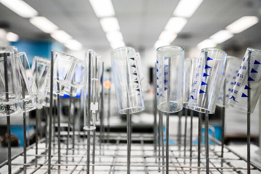 Clean beakers in refining lab