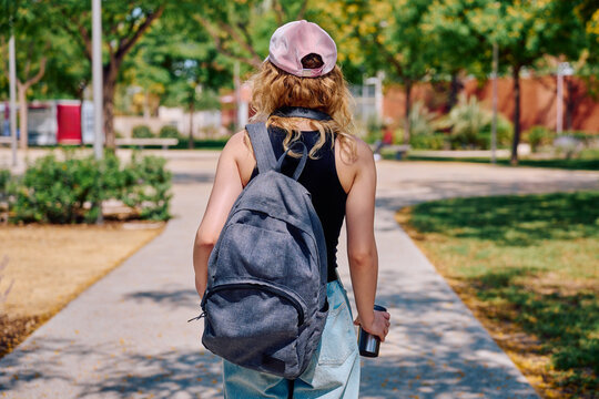 University student walking on campus