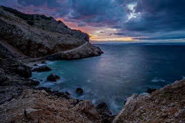 Rocky cliffs on the island of Cres in Croatia-Artistic seascape
