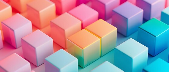 Obraz premium Bright multicolored plastic cubes arranged in a geometric pattern, creating a vibrant and modern abstract design.
