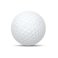 White golf ball with dimples, isolated on a plain background. Vector illustration