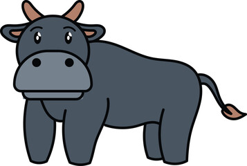 Cute Buffalo Animal Illustration