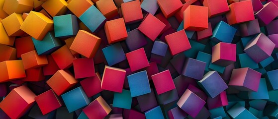Vibrant abstract background featuring an array of colorful 3D cubes, creating a dynamic and energetic visual pattern.