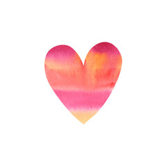 A red watercolor heart on a white background. The illustration is made by hand. valentine's day. A celebration of love. Clipart, stickers, logo, decor.