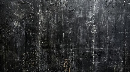 Naklejka premium A weathered black grunge background with scratches and distress marks, resembling an old, worn-out wall.