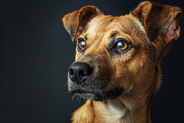 Fototapeta premium Portrait of a dog with a solid backdrop, offering plenty of space for text overlays