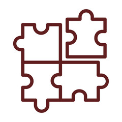 Jigsaw Vector Line Maroon Icon Design