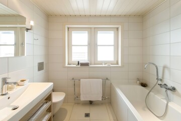 Clean white bathroom with a simple and elegant design