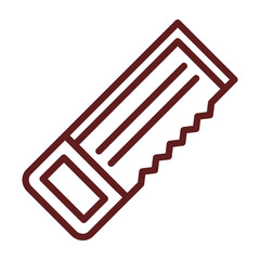Hacksaw Vector Line Maroon Icon Design