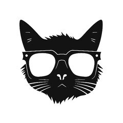 cat wearing glasses logo vector 