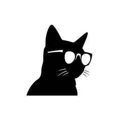 cat wearing glasses logo vector 