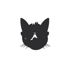 cat wearing glasses logo vector 