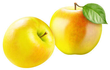 Toki apple or Yellow apple fruit isolated on white PNG File.