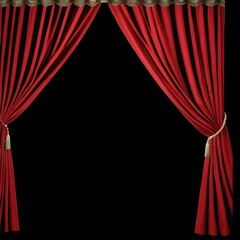 red theater curtain on black background
