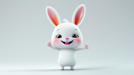 Obraz premium Adorable 3d cartoon rabbit render.