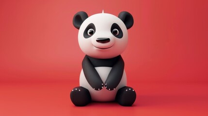Fototapeta premium Adorable 3d cartoon panda render.
