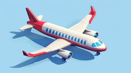 A three-dimensional cartoon icon of an airplane.