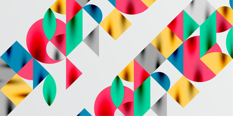 Triangles, round triangles and circles techno art. Vector Illustration For Wallpaper, Banner, Background, Card, Book Illustration, landing page