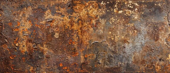 Fototapeta premium Panoramic close-up, high detail scan of faded rusty texture, Generative AI
