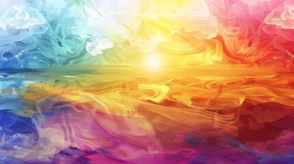Abstract landscape vivid colors and fluid brushstrokes evoking a sense of ethereal beauty Play with light and shadow for a threedimensional effect