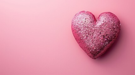 Fototapeta premium Heart on pink background with space for text