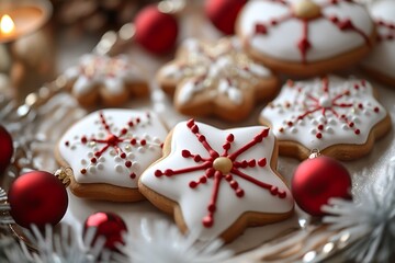 beautiful and tasty business cookies, Christmas decoration around