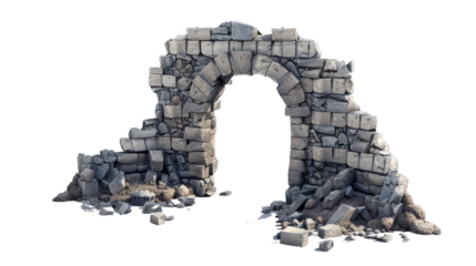 Stone ruin, door frame, low poly, game asset, low polygonal geometric