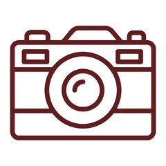 camera Vector Line Maroon Icon Design