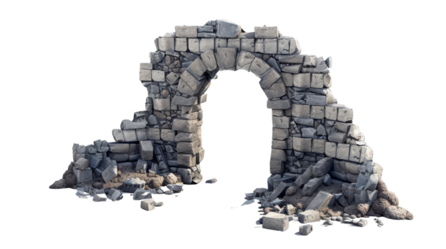 Stone ruin, door frame, low poly, game asset, low polygonal geometric