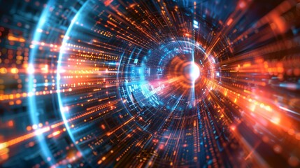 High-tech communication abstract background with dynamic circuit lines and digital nodes, showcasing futuristic technology design for networking, data transfer, and advanced computing concepts


