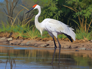 Naklejka premium Siberian crane,Leucogeranus , AI generated