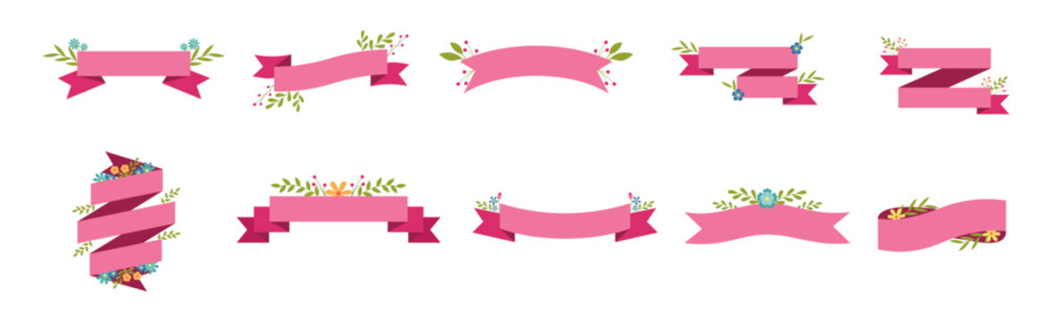 Flower Ribbon Banner