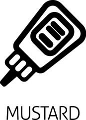 Ketchup or mustard sauce bottle food stylised icon concept. Possibly an icon for the mustard allergen or allergy.
