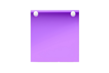 Purple sticky note paper with pin, transparent background for digital and graphic design projects, editable PNG format for custom reminders, organizers, and personal notes