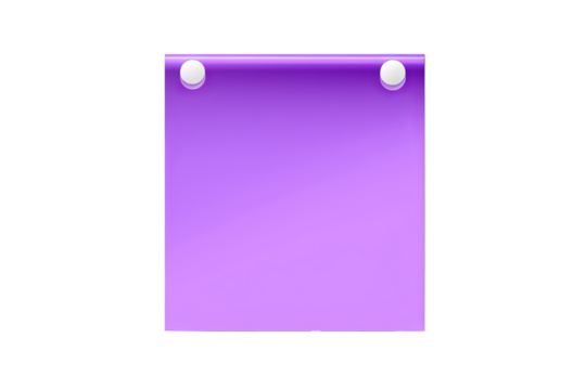 Purple sticky note paper with pin, transparent background for digital and graphic design projects, editable PNG format for custom reminders, organizers, and personal notes