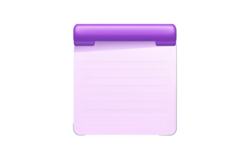 Purple sticky note paper with pin, transparent background for digital and graphic design projects, editable PNG format for custom reminders, organizers, and personal notes
