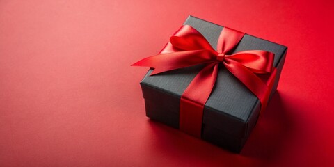 A Simple background with a gift box and ribbon